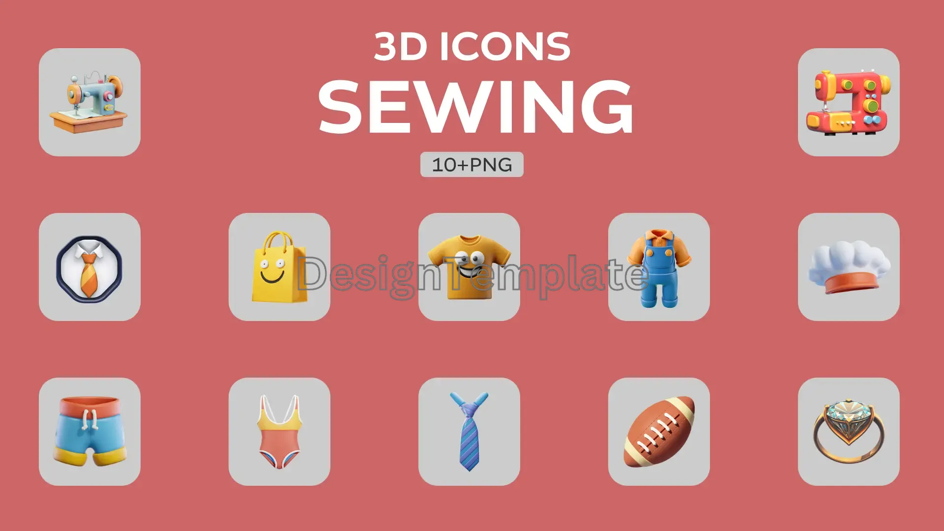 Stitched Styles Sewing 3D Icons Collection